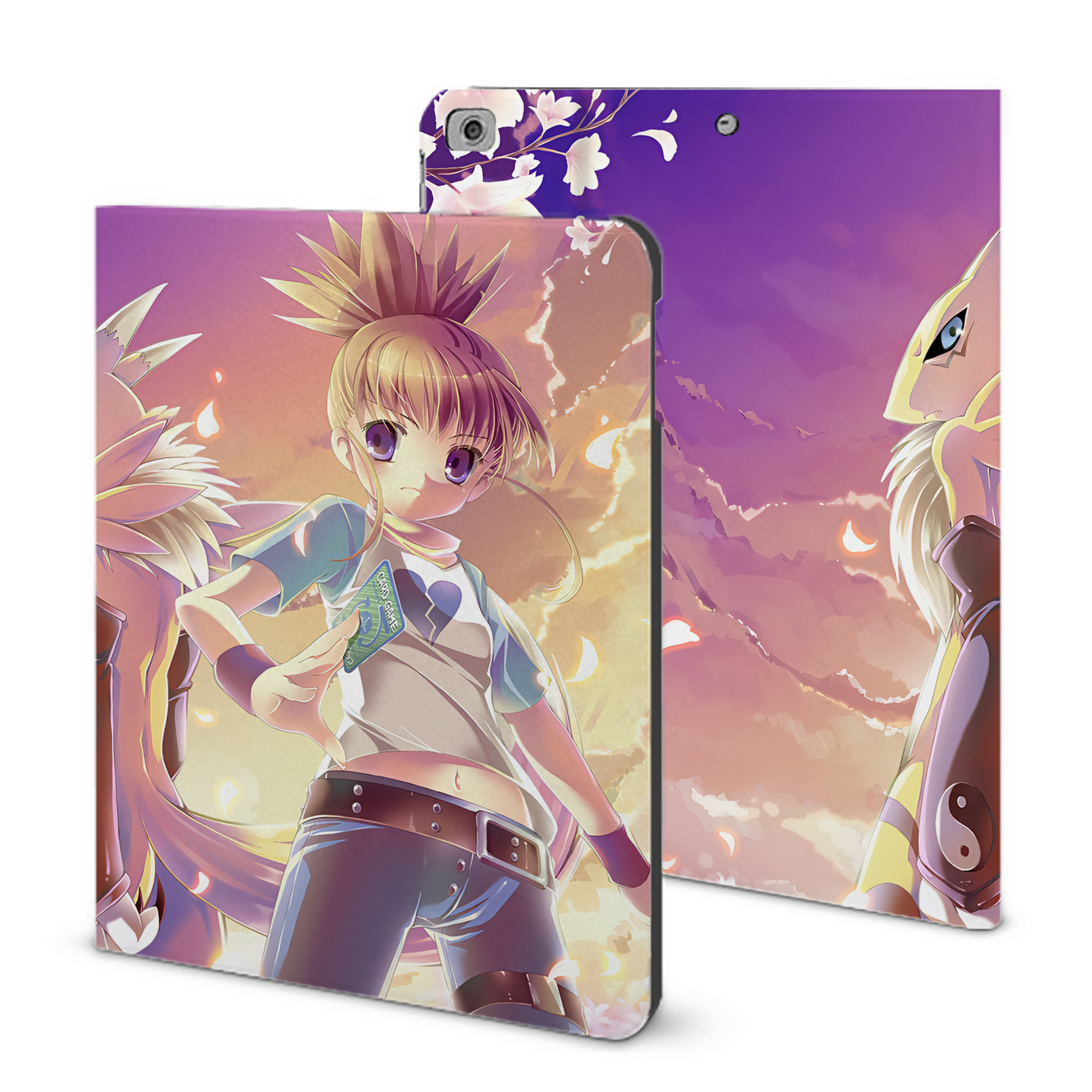 （画像用） Digimon デジタルモンスター/デジモン IPad ケース ブック型 PUレザー TPU 耐衝撃 軽量 薄型 ペン収納なし 全面保護 IPad 各モデル対応